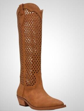 👢 DV by Dolce Vita Kaidence Tan Laser Cut Western Knee High Boots Size 8.5